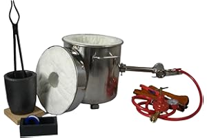 LSMIITTH 6KG Propan-Schmelzofen mit Tiegeln, 113ml Barrenform, Zange und Handschuhe, Brennofen für Metall Gold Silber Kupfer Aluminium Full Casting Tool Kit