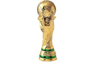 LNGODEHO Réplique du trophée du Qatar de la Coupe du monde de la FIFA 2022 dans une vitrine, sculpture en résine, possédez un prix le plus grand du monde de football