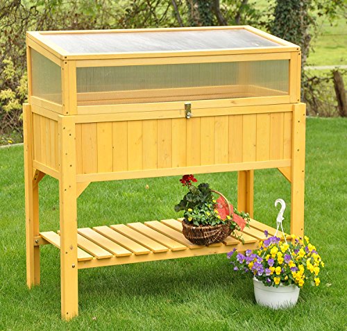 nanook "Teresa" - Hochbeet und Frühbeet in Einem - mit Abdeckung - 118 x 57 x 122 cm - Holz, Polycarbonat