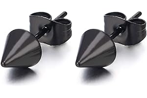 COOLSTEELANDBEYOND Pequeno Pico Flecha Pendientes de Hombres de Mujer, Acero Inoxidable, 2 Piezas