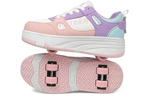 Mateju Scarpe con Rotelle Bambino Bambina Scarpe Sportive con 4 Ruote Retrattili Pattini Moda Scarpe Skateboard Sneakers Scarpe da Ginnastica con Ruote Unisex per Bambini Adulti