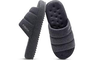 KuaiLu Chaussons Hommes Mode Quilted Tissu Sandale Pantoufles Confortable Mémoire de Forme Intérieur Extérieur Maison Chaussures pour Hommes avec Semelle Légère et Souple en Caoutchouc dur
