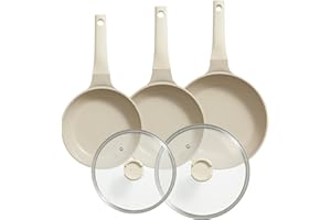 Redchef 5-częściowy zestaw patelni indukcyjnych, nieprzywierające, ceramiczne, patelnie 20/24/28 cm, 24/28 cm, z pokrywką do wszystkich rodzajów kuchenek, nie zawierają PTFE, nie zawierają PFAS, nie