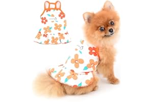 PAIDEFUL Magliette per Cani di Piccola Taglia Gatti Ragazze Gonna a Fiori Estiva Gilet in Morbido Cotone Tee Bretella Canotte Traspiranti Cucciolo Chihuahua Yorkie Vestiti Abbigliamento per Gatti M