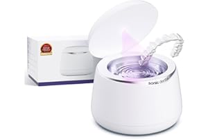 SONIC DENTAL Sonic Pro Dental Cleaning Pod, 43kHz Ultrasonic Retainer Cleaner Machine for Dentures, Mouthguards, Braces, Aligners, Toothbrush Heads, Jewellery & All Dental Appliances (Pearl White)