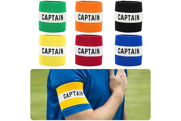 Runmeihe 6 Pcs Brassard de Capitaine, Brassard de Football réglable pour Les Enfants Adultes Jeux de Balle, brassards Velcro Unisexe pour de Multiples Sports
