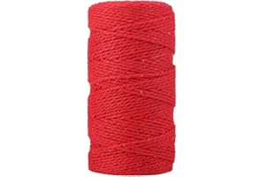 Upain Red Cotton Jute String - 2mm, 100m, Christmas Twine for Gift Wrapping, DIY Crafts, Gardening, Baking, Butchers