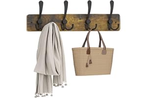 YMYNY Coat Hook Wall Mounted, Length 42CM Wall Coat Racks, Hooks Heavy Duty Solid Wood Wall Coat Rack, Hangers Rack, for Hat Towel Bag Robes Purses Clothes Hooks, Rustic Brown HWS005H