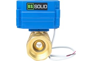 U.S. Solid 1 1/4" Vanne motorisée Laiton Vanne a sphere 2 voies motorisée electrique 9-24V AC/DC, 2 fils, retour automatique NC