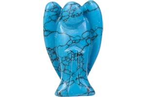 ‎AMOGEELI Amogeeli Blau Howlith Türkis Stein Handschmeichler Kristall Engel Figur, Mini Schutzengel Deko Heilstein Taschen Glücksengel Glücksbringer für Frieden und Liebe