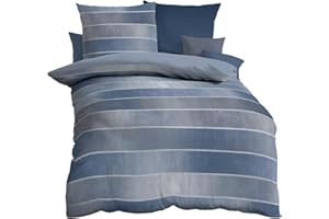 Kaeppel Maco Satin Bed Linen Timeless Blue 1 Duvet Cover 135 x 200 cm + 1 Pillowcase 80 x 80 cm