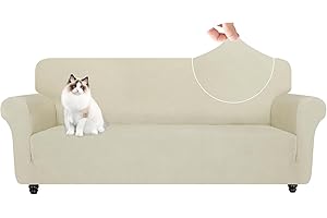 YSTELLAA Housse De Canapé 3 Places avec Accoudoirs, Housse Canapé Extensible, Universelle Protege Sofa, Sofa Cover Antidérapante, Griffures, Antisalissure, pour Le Salon, Beige