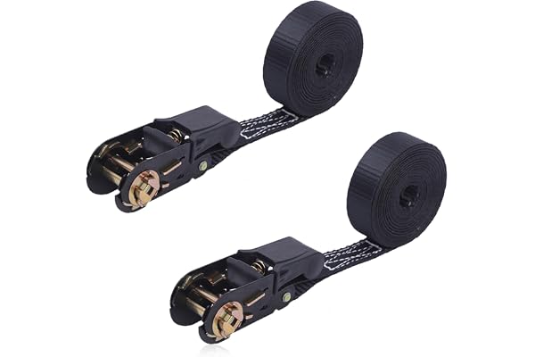 Spännremmar med spärrhake, 2 stycken justerbara spännremmar med klämlås, 8 m x 25 mm, stabila och väderbeständiga spännremmar med fästremmar, spännband med spärrhake för motorcykel, bil, släpvagn