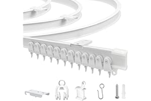 JIHXYER Flessibile Binario Tenda Soffitto, 3 M (9,8 Ft) Binario per Tende a Soffitto, Curvo, PVC, Metallo, Plastica e Acciaio Inox, Bianco, per Montaggio a Soffitto