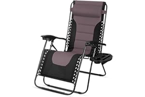 SG Traders Zero Gravity Chair - Reclining Outdoor Sun Lounger, Relaxer for Patio Decking Gardens Camping, Folding Chair with Cup Holder and Adjustable Headrest Sunlounger (Pack 1 - Black Brown)