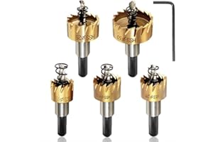 XYZDOUBLE 5pcs Hole Saw Set Hole Cutter 16/18.5/20/25/30mm HSS Metal Core Drill Bit Stainless Cobalt Opener Cutting Tool Alloy Silver Spring Design