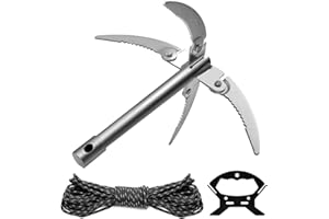 AMONENZ Jet Ski Anchor, Four Claws Boat Anchor, with 10m Rope and Rope Handle, Non-Slip Sawtooth Foldable, Boat Anchor Suitable for Kayaks, Jet Skis, Surf Paddle Boards