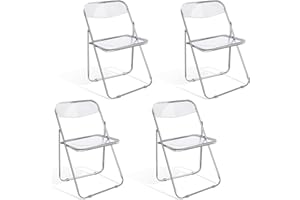 ANVOFONG Set di 4 Sedie Pieghevoli,Sedie Pieghevoli da interno Con Struttura in Metallo,Sedia Pieghevole in Materiale PP,Sedie Pieghevoli da esterno,Sedie Pieghevoli per ospiti ed eventi