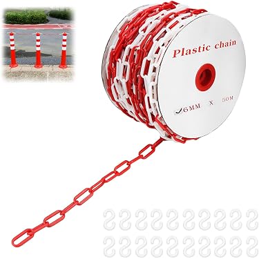 LEMAX Absperrkette Rot/weiß – Bis 50 M, Kunststoff, 6 Mm Durchmesser, Für Kettenständer