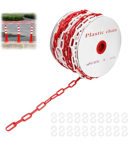 Catena Di Sicurezza In Plastica 25m - Rosso/Bianco Per Cantieri E Delimitazione - Foto 11