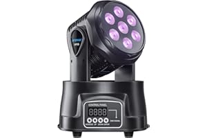 BETOPPER Luces de DJ Cabeza móvil, 7x8 W RGBW Mini luces de escenario móvil, DMX DJ luces de discoteca activadas por sonido, mini cabezas móviles lavar luz para Navidad, boda, eventos de discoteca