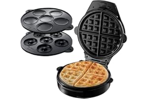 Russell Hobbs Gaufrier [Multifonction 3en1] Fiesta (Pour Gaufres, Donut & Cupcakes, 900W, Couvercle autobloquant, 3 Plaques amovibles antiadhésives & lavables, Témoin lumineux ) 24620-56