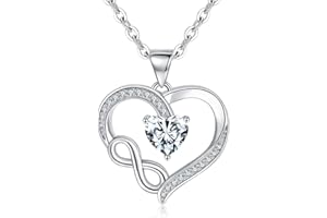 Tusuzik Collana Donna Collana Infinito 925 Argento Sterling Regolabile Collana con Bianco/Rosso 5A Cubic Zirconia，Regali di Gioielli per Mamma Moglie Fidanzata con Confezione Regalo