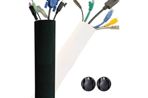 PROMASTER Guaina Nascondi, Organizza e Raccogli Cavi, Qualità Premium per Cable Management di Cavi TV a Parete, Scrivania, Computer, Ufficio, Casa - Regolabile DIY in Neoprene, Reversibile Bianco Nero, 160 cm