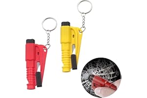 VIDSTW 2 Pièces Coupe Ceinture Brise Vitre, 3 en 1 Brise Vitre Voiture, Brise Vitre Coupe-Ceinture, Mini Outil d'urgence Portable pour Secours de Voiture, pour à Divers Véhicules (Rouge Jaune)