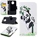 Produktbild Fine Finet Hülle für Motorola Moto G5S, Leder Flip Case Süß Panda Muster Lederhülle Protective Cover Ledertasche Handyhülle Wallet Schutzhülle mit Standfunktion, Bambus