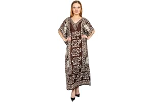 Shah Crafts. Women Kaftan Dress Long Maxi Casual Gown Loungewear Bikini Beach Cover Up Caftans Plus Size Brown