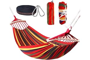 Nakeey Dubbel hängmatta 280 x 150 cm, utomhus hängmattor stavhängmatta för resor camping vandring trädgård, bärbar och ventil