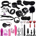 TYTOGE 26Pcs Sex Set Toy PU Leather Bundled Tying Set SM Set for Couples Adults Sexy Suit for Couples Gameplay, Black