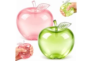 Squishy stressboll squishy äpple klämboll gjord av mjukt TPR-material, formbar sensorisk leksak för att trycka och koppla av för vardagen, kontor och hem, set om 2 i rosa och