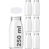 Afracam 250 ml Şeffaf S&uuml;t, Ayran, Limonata, Meşrubat Şişesi 250 Cc Plastik Kapaklı Boş Cam Şişe 6 Adet