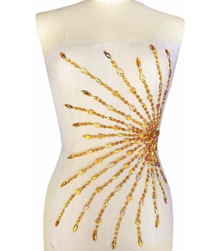 Sew On Rhinestone Applique Patch – Silver Sequins Beads Lace Trim For Wedding Dress DIY, 22x29cm