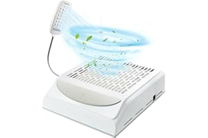 IUHFSIFS Upgrade Nail Dust Collector with Reusable Filter & Light【NO.1 Super Suction 100W】Powerful Nail Dust Extractor，Professional Dust Collector Nail Salon for Nail Studio and Personal Use - Easy to Clean