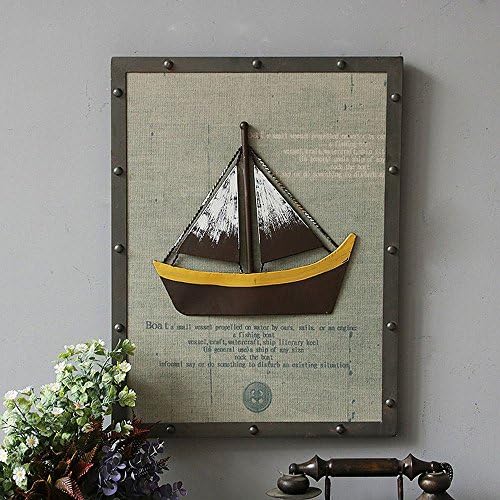 L Pintura Industrial Wind Bar Decoration Painting Cafe Wall Painting Iron and Wood Combination of Three-Dimensional Framed Painting,C,60 * 45 * 2cm