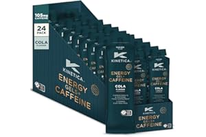Kinetica Sport Quick Release Energy Gel + Caffeine - Cola Flavour | 105mg Caffeine, 27g Carbohydrates/Serve | 24 x 70g Pack | Contains Range of B Vitamins & Electrolytes | Fast Acting Energy Source