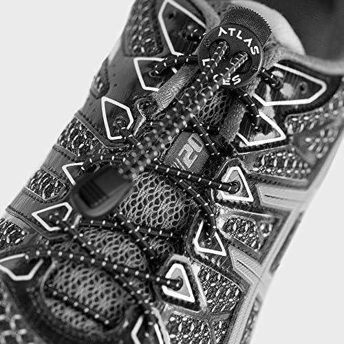 Atlas Laces : Elastic Shoelaces w. Lock - Enhanced Comfort and Unmatched Convenience - Featuring Innovative Athlete-Friendly No Tie Shoe Laces - Perfect for marathon and triathlon runners, trainer shoes, kids, the elderly etc.