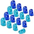 Wisdompro 16 Pcs Finger Tips, 4 Sizes Silicone Finger Thimbles, Fingertip Grips, Finger Protector Pads Cover for Money Counting, Paper Sorting, Sewing, knitting, Guitar Playing - Blue, Aqua