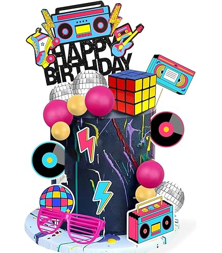 Doyomtoy Ballon Anniversaire Musique Thème,32pcs Musique Décoration De Fête- Décoration De Gâteau Musical Avec Ballon Et Bannière Fournitures De Fête D'anniversaire Décorations De Studio Musique