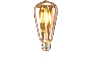 ASANMU Edison Vintage LED E27, żarówka retro 4 W LED Vintage oświetlenie ST64 idealna do oświetlenia retro w domu, kawiarni, barze, pokoju muzycznym, restauracji, na wesele, Boże Narodzenie, dekoracja, bursztynowe ciepłe (1 sztuka)