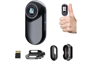 HOFAOUG 1080P HD Action Camera, Telecamera Moto con Memoria 32GB Integrata, Telecamera Gatto delle Dimensioni di un Pollice, Adatta per Lavoro, Viaggio, Ciclismo-Nero