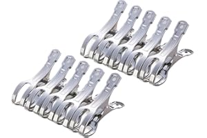 byou Mollette Grandi,Spiaggia Asciugamano Clip Acciaio Inox Clip di Vestiti Antivento per Trapunta Asciugamani Coperta Vestiti 11cm 10pack