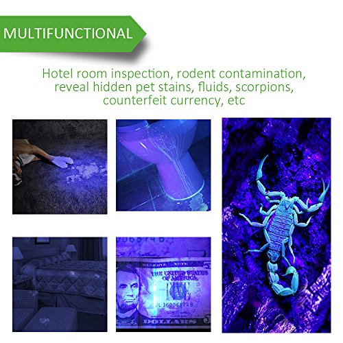 Ustellar UV LED Taschenlampe mit 100 LEDs 395nm, Schwarzlichtlampe UV-Strahler Lampe, Prüfgerät, Haustiere Urin-Detektor für eingetrocknete Flecken Ihrer Hunde, Katzen - 3