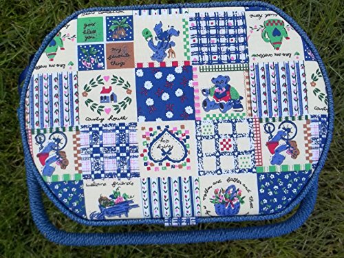 Nähkästchen, Nähkorb, Handarbeitskorb in blau-bunt, oval, Sonderserie von Korbhaus Gesthüsen - 4