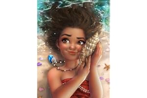 QAZWSX Kit de peinture diamant 5D à faire soi-même par numéro, 40,6 x 50,8 cm, strass en cristal Vaiana, broderie au point de croix, loisirs créatifs, toile, décoration murale (foret complet)