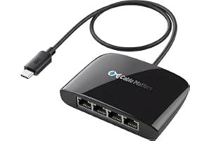 Cable Matters USB-C till 4-Portars Gigabit Ethernet-Switch | Nätverksdelning på språng, Thunderbolt Ethernet splitter, USB-C Gigabit switch