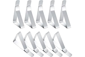 PEYGRE 10 Pcs Table Cloth Clips, Tablecloth Clips, Adjustable Table Cover Clamps, Stainless Steel Table Cloth Clips Clamps Holders for Indoor Outdoor Picnic BBQ Wedding Party Home Table Cloth Clips Clamps